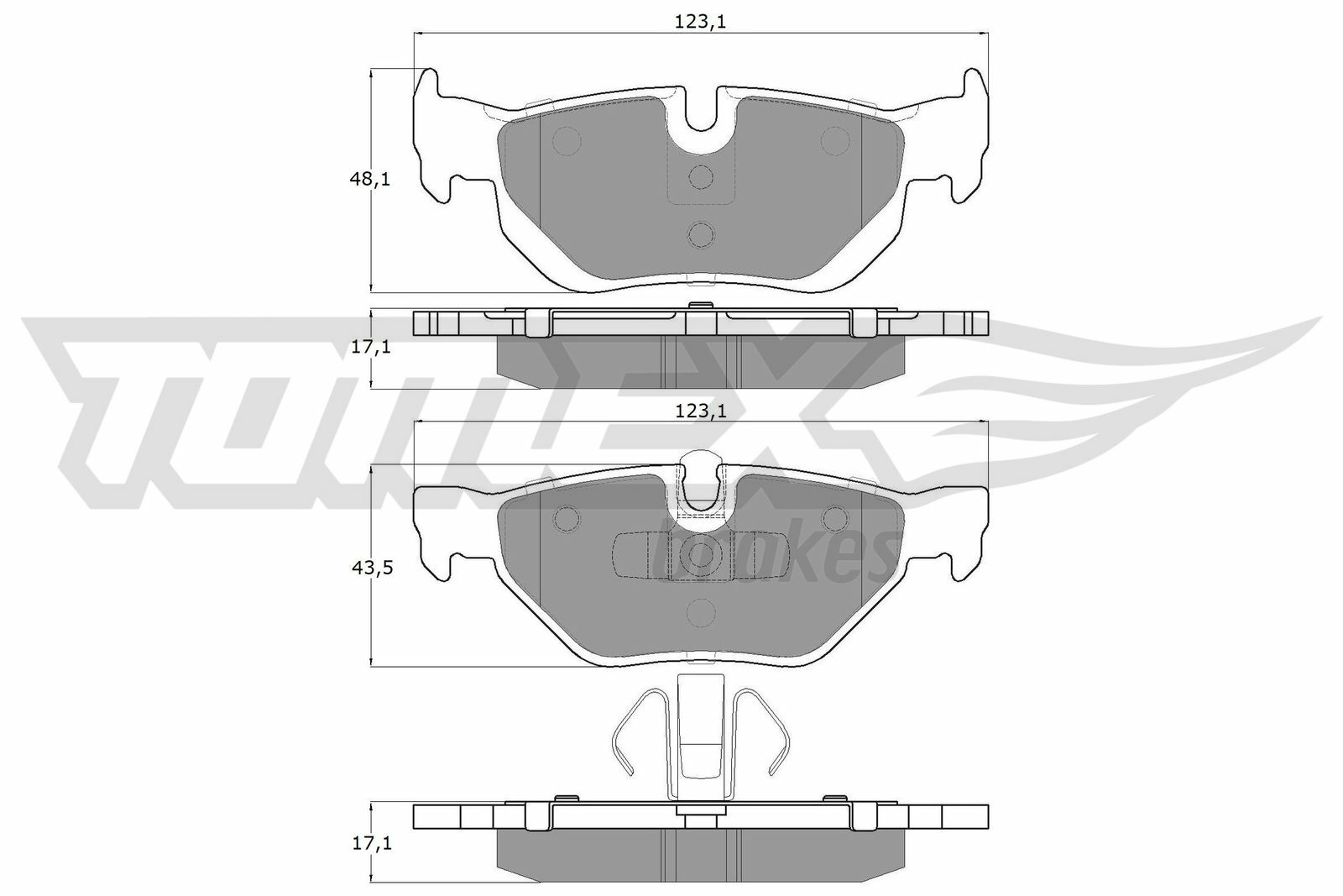 Sada brzdových destiček, kotoučová brzda TOMEX Brakes